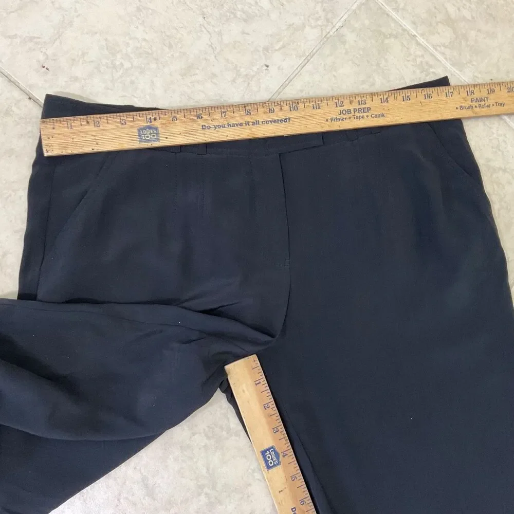 Tory Burch Pure Silk Black Trousers Women Sz. 10 Career Luxury Minimalist pocket